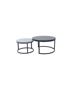 Dusty Coffee 2pcs Table Black Silver Gray Wood