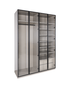Kyo 4 Doors Coffee Black Wood Glass