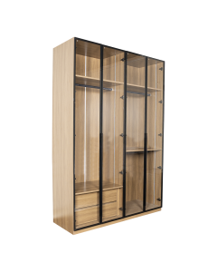 Enza 4 Doors Clear Black Wood Glass
