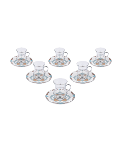 Fena Tea Glass & Saucer with Handle Silver Ceramic