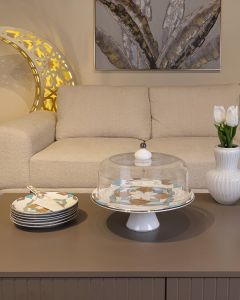 Fena Cake Stand Set Silver Ceramic
