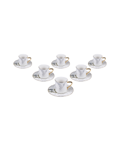 Leno Ceramic Milk Cup & Saucer - Gold