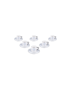 Spiro Coffee Cup & Saucer Silver Ceramic