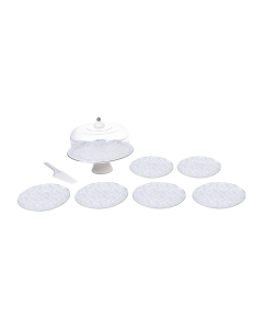 Spiro Cake Stand Set Silver Ceramic