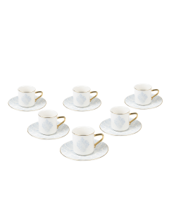 Iniyo Coffee Cup & Saucer Silver Ceramic