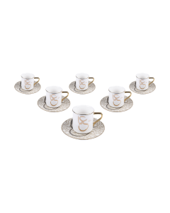 Lazio Ceramic Milk Cup & Saucer - Silver