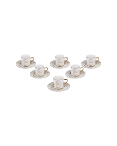 Lazio Ceramic Coffee Cup & Saucer - Silver