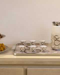 Afra Gahwa Cup Silver Ceramic
