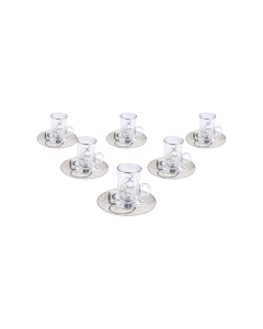Afra Tea Glass & Saucer with Handle Silver Ceramic