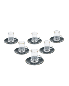 Luneato Ceramic Coffee Glass & Saucer - Gold