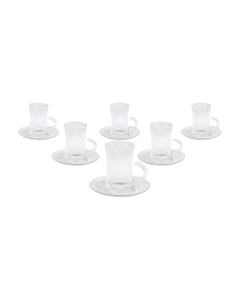 Noemi 12-Piece Glass Tea Set – 6 Cups & 6 Plates