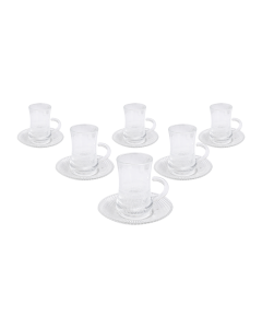 Dulce 12-Piece Glass Tea Set – 6 Cups & 6 Plates