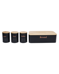 Joe Bread Box 4pcs Set Black Iron