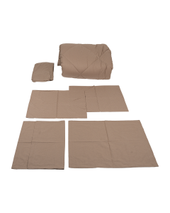 Plaid Comforter Set 6pcs Beige Cotton