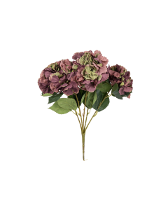 Hydrangea Flower Bouquet Antique Maroon Plastic