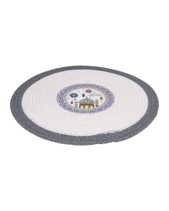 Fina Floor Mat Gray White Cotton thread