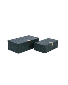 Vizca 2pcs Jewelry Box Green Pu Mdf