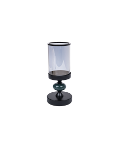 Talco Candle Holder Black Green Glass Ceramic Iron