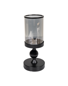 Macad Glass Crystal Iron Candle Holder - Black
