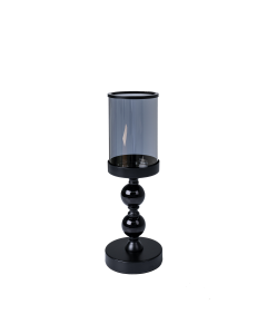 Macad Candle Holder Black Glass Crystal Iron