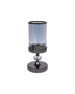 Catro Candle Holder Pearl Black Glass Crystal Iron