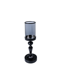 Collin Candle Holder Black Glass Crystal Iron