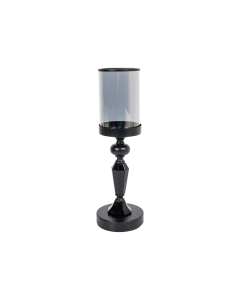 Collin Glass Crystal Iron Candle Holder - Black