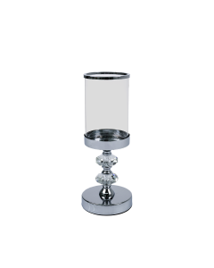Jok Candle Holder Silver Glass Crystal Iron