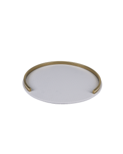 Delpha Fragrance Tray White Steel Leather