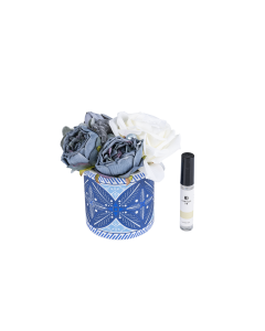 Yerkin Fragrance Flowers Blue Glass Fabric