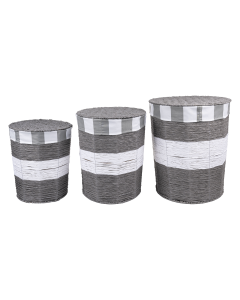 Idaho Basket & Tissue Box Gray Iron Fabric
