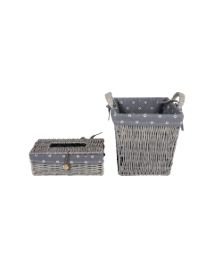 Shawn Basket & Tissue Box Gray Iron Fabric