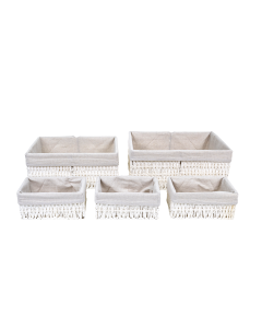 Debra Storage Basket White Iron Fabric