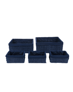 Debra Storage Basket Blue Iron Fabric