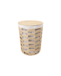 Tobias Storage Basket Beige Iron Fabric
