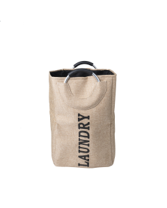 Amias Storage Bag Beige Fabric Wood
