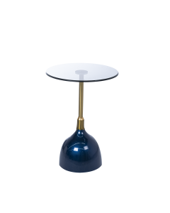 Basque Side Table Blue Gold Iron Glass