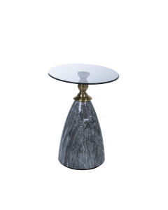 Renfro Side Table Grey Gold Iron Glass
