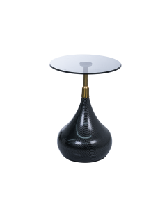 Jaipur Side Table Black Gold Iron Glass