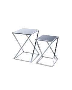 Sanremo 2pcs Side Table Silver Steel Glass