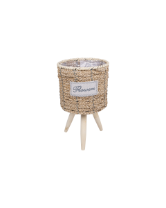 Hila Plant Pot Brown Wood Iron