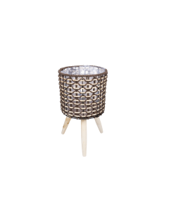 Jyll Plant Pot Coffee White Wood Plastic