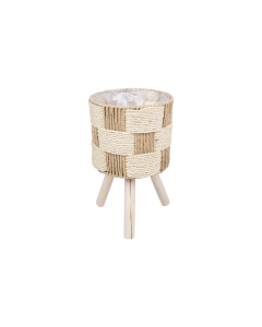Hunar Plant Pot Whitebrown Wood Iron