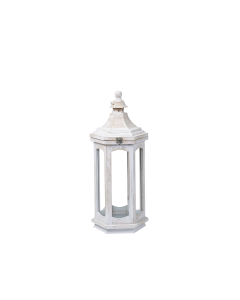 Ganna Lantern White Wood Glass