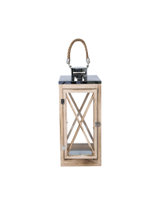 Happ Lantern Silver Oak Steel Wood Glass