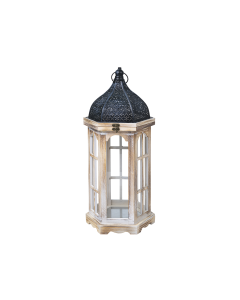 Majez Lantern Black White Iron Glass