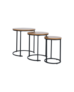 Conk Side Table L.Walnut Iron 3Pcs