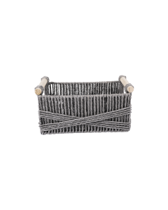 Fugu Storage Basket Gray Wood Iron