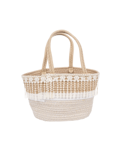 Cluca Storage Basket Biege White Cotton