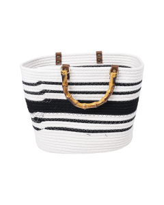 Colza Storage Basket White Black Bamboo Cotton